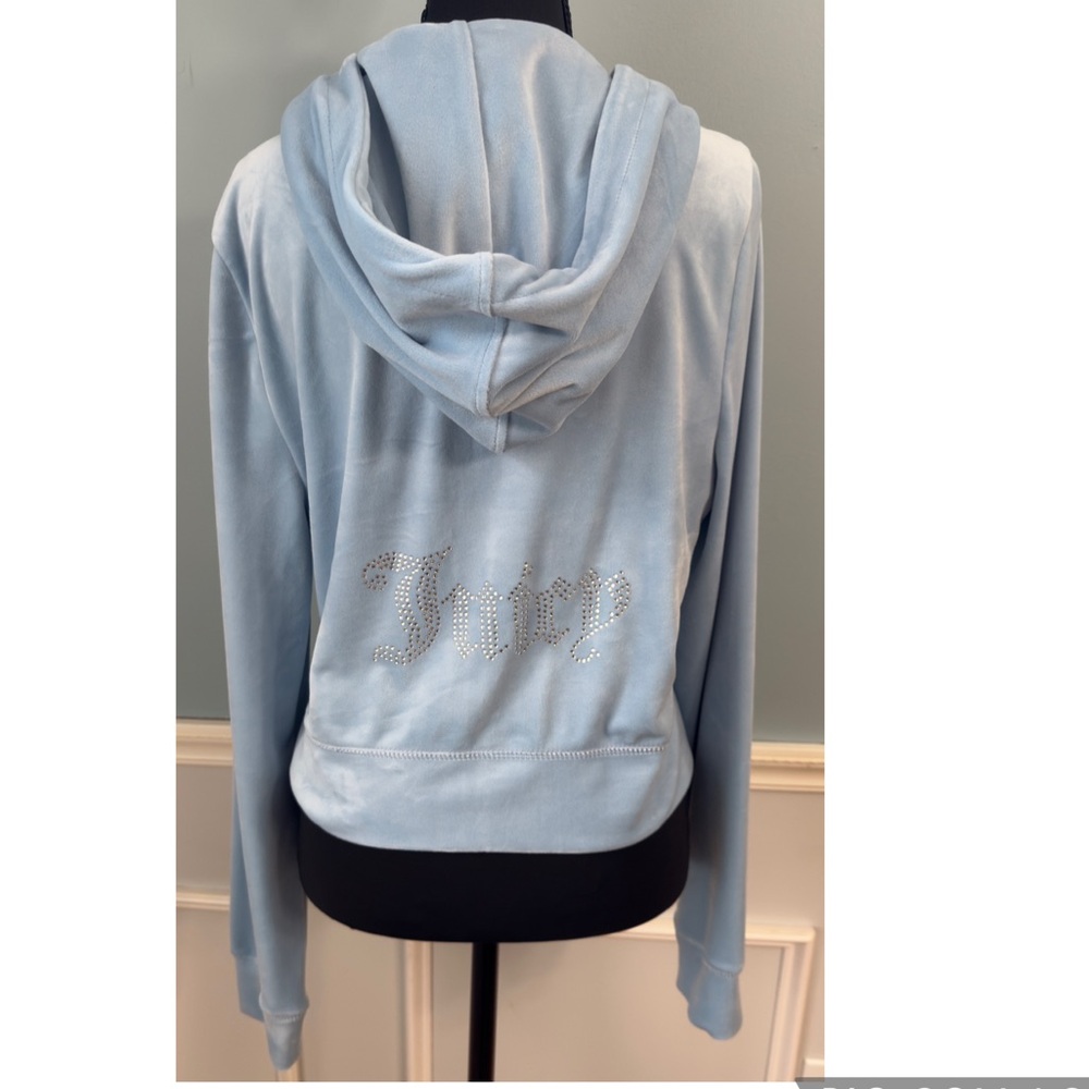 NWT Juicy Couture Velour Track Suit Pants Hooded Jacket Bling Sz Large New $199 - Picture 9 of 16